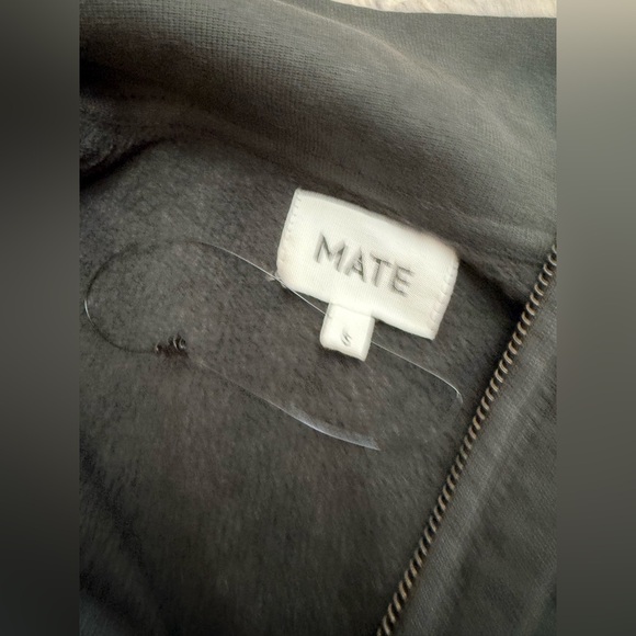 Mate The Label Organic Fleece and Waffle Cropped Half-Zip Sweatshirt Onyx Small - Picture 8 of 11